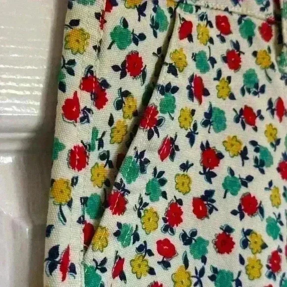 J Crew Mercantile Cotton Denim Style Floral A line Skirt Button Front Skirt 8 - Picture 2 of 10